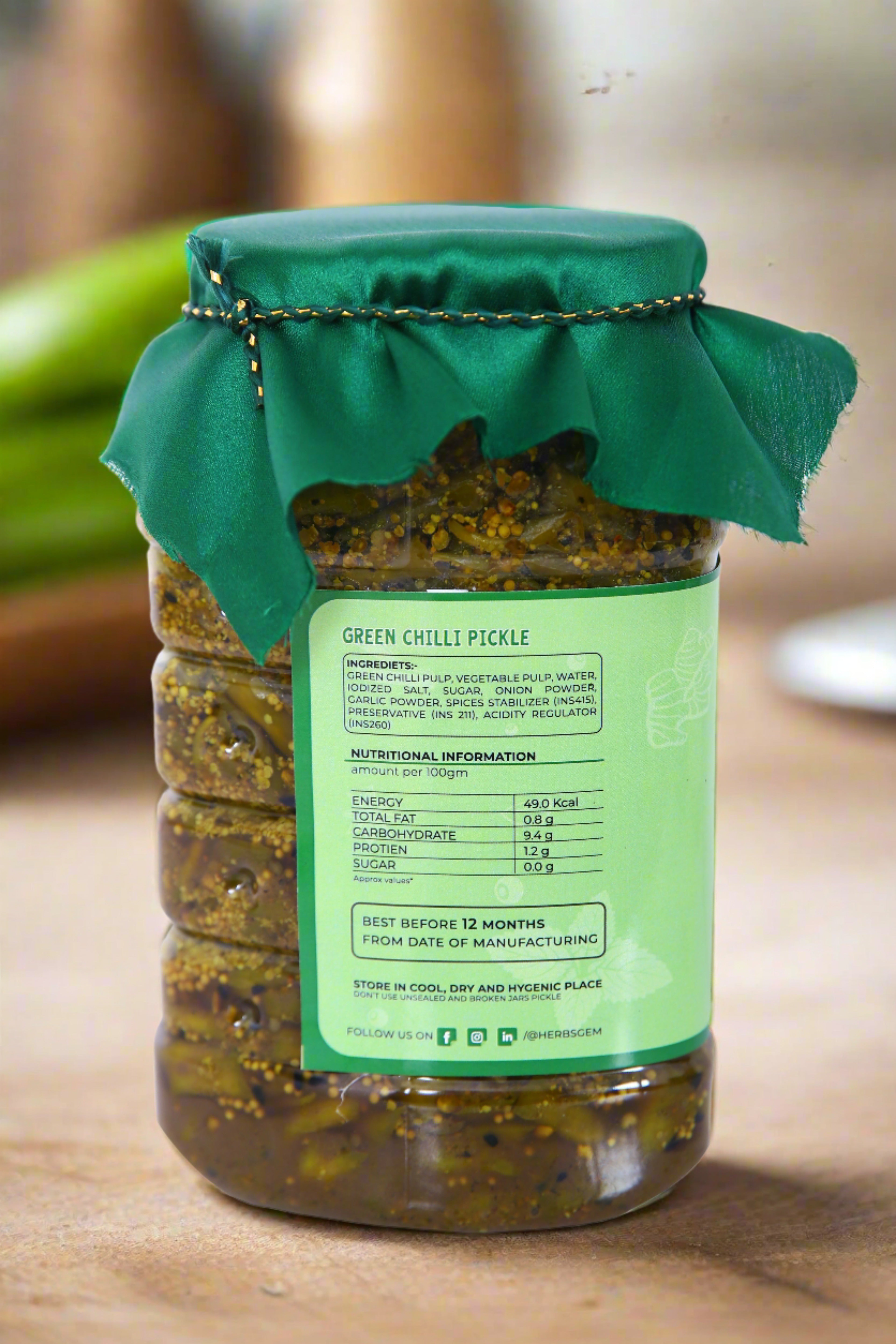 Homemade Premium Green Chilli Pickle
