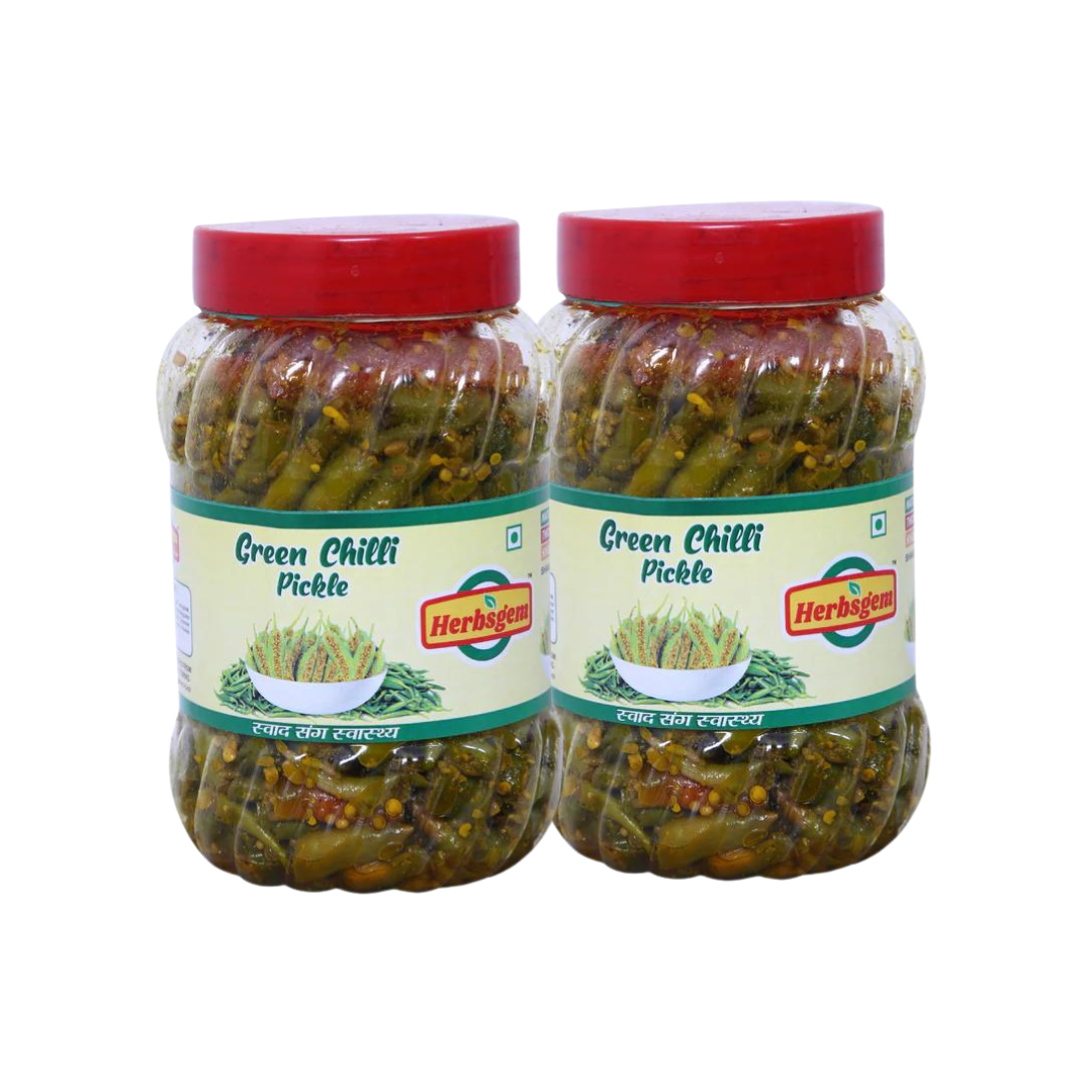 Homemade Premium Green Chilli Pickle pack of 2
